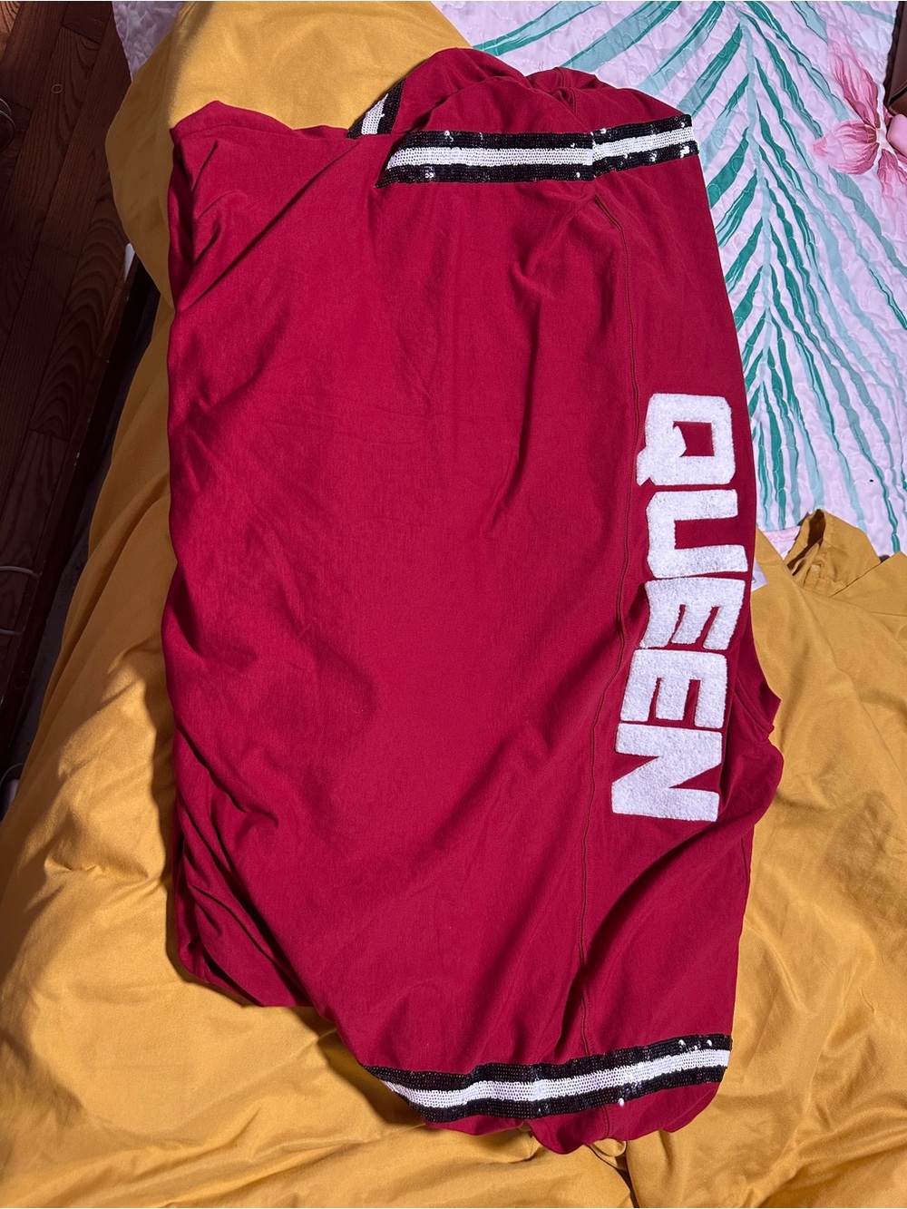 Red "QUEEN" Graphic Sweatshirt with Black & White Trim